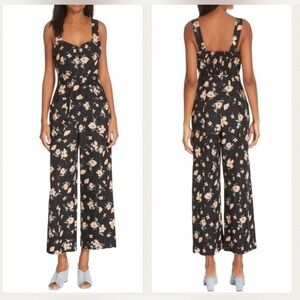 Rebecca Taylor Daniella Floral Linen blend Cropped Waist Tie Jumpsuit spring
